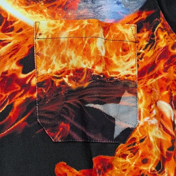 Mens Sky High Farm Workwear "World is Burning" Button Up Shirt Small - Picture 3 of 6